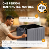 Olsen & Smith 118L Recycled Garden Storage Box & Parcel Box – Lockable Weatherproof Outdoor Storage Chest with Sit-On Lid, 75kg Seat Capacity, Anthracite Wood Effect, Balcony & Patio