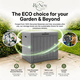 Olsen & Smith 118L Recycled Garden Storage Box & Parcel Box – Lockable Weatherproof Outdoor Storage Chest with Sit-On Lid, 75kg Seat Capacity, Anthracite Wood Effect, Balcony & Patio