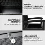 Olsen & Smith 265L Outdoor Garden Storage Bench – Weather-Resistant Rattan Effect Plastic Seat with Lockable Storage Box, Patio Furniture Chest for Tools, Cushions & Toys – Black