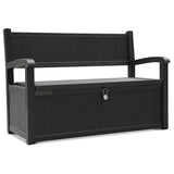 Olsen & Smith 265L Outdoor Garden Storage Bench – Weather-Resistant Rattan Effect Plastic Seat with Lockable Storage Box, Patio Furniture Chest for Tools, Cushions & Toys – Black