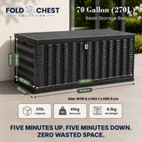 Olsen & Smith 270L Folding Garden Storage Box – Weatherproof Outdoor & Indoor Storage Chest, Foldable Space-Saving Design, Lockable with Padlock, Wheels & Handles, Quick 5-Minute Assembly