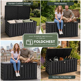 Olsen & Smith 270L Folding Garden Storage Box – Weatherproof Outdoor & Indoor Storage Chest, Foldable Space-Saving Design, Lockable with Padlock, Wheels & Handles, Quick 5-Minute Assembly