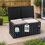 Olsen & Smith 270L Folding Garden Storage Box – Weatherproof Outdoor & Indoor Storage Chest, Foldable Space-Saving Design, Lockable with Padlock, Wheels & Handles, Quick 5-Minute Assembly