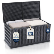 Olsen & Smith 270L Folding Garden Storage Box – Weatherproof Outdoor & Indoor Storage Chest, Foldable Space-Saving Design, Lockable with Padlock, Wheels & Handles, Quick 5-Minute Assembly