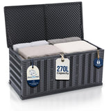 Olsen & Smith 270L Folding Garden Storage Box – Weatherproof Outdoor & Indoor Storage Chest, Foldable Space-Saving Design, Lockable with Padlock, Wheels & Handles, Quick 5-Minute Assembly
