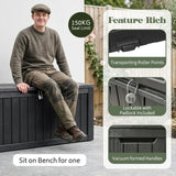 Olsen & Smith 270L Outdoor Garden Storage Box – Weatherproof Sit-On Storage Chest with Padlock, 100% Recycled Plastic Wood Effect Cushion Storage Box (Black)