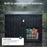 Olsen & Smith 775L Large Outdoor Garden Storage Box – Waterproof Wood-Effect Plastic Shed