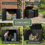 Olsen & Smith 775L Large Outdoor Garden Storage Box – Waterproof Wood-Effect Plastic Shed