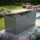 Olsen & Smith 1000L Large Metal Storage Box – Lockable Outdoor XL Garden Storage Box, Weather-Resistant, with Gas Lift – Ideal for Garden, Patio, and Outdoor Storage
