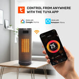 Olsen & Smith 1800W Smart Ceramic Space Heater – Oscillating Portable Electric Heater with Remote Control, WiFi App, Thermostat, ECO Mode, Timer & Safety Features for Indoor Room Heating