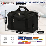 5 Cities (40x20x25cm) Ryanair Approved Hand Luggage Holdall Flight Bag, Under Seat Cabin Holdall – Take The Max On Board
