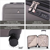 Aerolite (45x36x20cm) Easyjet Maximum Size Hard Shell Carry On Hand Cabin Luggage Underseat Flight Bag Suitcase 45x36x20 with 4 Wheels