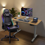 Olsen & Smith Premium Electric Standing Desk & XTREME RGB Gaming Chair Bundle with Bluetooth Speakers, LED Lights, Adjustable Height, Lumbar Support, Headrest & Footrest