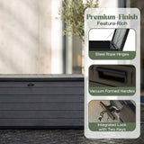 Olsen & Smith 570L Large Garden Storage Box – Weather Resistant Outdoor Storage Chest with Padlock, Wood Effect Plastic Cushion Storage Box, Heavy Duty Patio Storage (Grey)