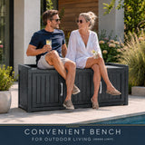 Olsen & Smith 153L Shoe Storage Bench with Seat – 100% Recycled Waterproof Outdoor Storage Box, 450kg Capacity, 3 Doors & Internal Shelf, Parcel Store, Indoor & Outdoor (Black)