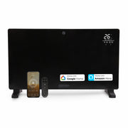 Olsen & Smith 2500W Wi-Fi Enabled Smart Glass Panel Electric Heater – Alexa Control Radiator with Thermostat, Timer, Wall Mounted or Freestanding, Ultra Slim Design, Energy Efficient Home Heating - Black