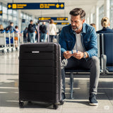 Aerolite Premium PP 3-Piece Luggage Set, Lightweight Polypropylene Hard Shell Suitcases with 4 Dual Spinner Wheels & TSA Lock, Expandable Cabin (21”), Medium (24”), Large (28”), Expandable Carry-On Case Included – Black