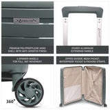 Aerolite Premium PP 3-Piece Luggage Set, Lightweight Polypropylene Hard Shell Suitcases with 4 Dual Spinner Wheels & TSA Lock, Expandable Cabin (21”), Medium (24”), Large (28”), Expandable Carry-On Case Included – Dark Green