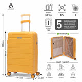 Aerolite Premium PP 3-Piece Luggage Set, Lightweight Polypropylene Hard Shell Suitcases with 4 Dual Spinner Wheels & TSA Lock, Expandable Cabin (21”), Medium (24”), Large (28”), Expandable Carry-On Case Included – Mango