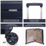 Aerolite Premium PP 3-Piece Luggage Set, Lightweight Polypropylene Hard Shell Suitcases with 4 Dual Spinner Wheels & TSA Lock, Expandable Cabin (21”), Medium (24”), Large (28”), Expandable Carry-On Case Included – Navy
