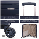 Aerolite Premium PP 3-Piece Luggage Set, Lightweight Polypropylene Hard Shell Suitcases with 4 Dual Spinner Wheels & TSA Lock, Expandable Cabin (21”), Medium (24”), Large (28”), Expandable Carry-On Case Included – Navy