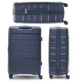 Aerolite Premium PP 4 Piece Hard Shell 4 Dual Wheel Spinner Travel Luggage Suitcase Set , Expandable Cabin + Medium + Large + Extra Large - Navy