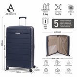 Aerolite XL 32in (144L) Lightweight Polypropylene Hard Shell Suitcase, Extra Large Check-In Luggage with 4 Spinner Wheels, TSA Lock, Waterproof Pocket - Navy