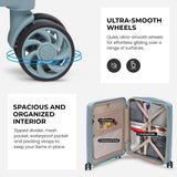 Aerolite Premium PP 3-Piece Luggage Set, Lightweight Polypropylene Hard Shell Suitcases with 4 Dual Spinner Wheels & TSA Lock, Expandable Cabin (21”), Medium (24”), Large (28”), Expandable Carry-On Case Included – Sage
