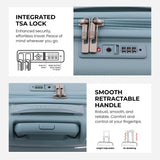 Aerolite Premium PP 4 Piece Hard Shell 4 Dual Wheel Spinner Travel Luggage Suitcase Set , Expandable Cabin + Medium + Large + Extra Large - Sage