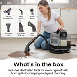 Olsen & Smith 1600W Portable Spot Cleaner Vacuum – Compact Deep Cleaning Machine for Carpets, Upholstery & Car Interiors with Dual Water Tanks, Steam Function & Multi-Tool Accessories