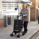 Hoppa 74L Expandable Lightweight Shopping Trolley 2025 model, Hard Wearing & Foldaway Push/Pull Cart for Easy Storage With 1 Year Guarantee