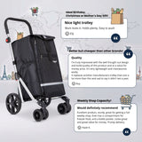 Hoppa 74L Expandable Lightweight Shopping Trolley 2025 model, Hard Wearing & Foldaway Push/Pull Cart for Easy Storage With 1 Year Guarantee