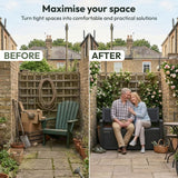 Olsen & Smith Outdoor Garden Storage Bench 265L – Weather-Resistant Rattan Effect Plastic Seat with Lockable Storage Box, Patio Furniture Chest for Tools, Cushions & Toys – Black