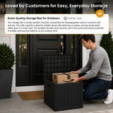 Olsen & Smith 118L Outdoor Garden Storage Box – Lockable Weatherproof Plastic Storage Chest with Wood Effect Finish for Tools, Cushions, Toys & Balcony Storage