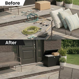 Olsen & Smith 170L Outdoor Garden Storage Box – Lockable Plastic Container Chest with Wood-Effect Panels, Weather-Resistant Patio Storage for Tools, Toys & Cushions – Black