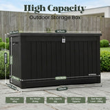 Olsen & Smith 870L Extra Large Outdoor Garden Storage Box – Heavy-Duty Weather-Resistant Wood-Effect Chest with Lock, Gas-Lift Lid & Massive Capacity – Grey