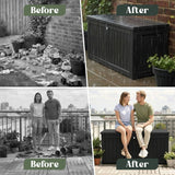 Olsen & Smith 870L Extra Large Outdoor Garden Storage Box – Heavy-Duty Weather-Resistant Wood-Effect Chest with Lock, Gas-Lift Lid & Massive Capacity – Grey