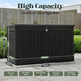 Olsen & Smith 870L Extra Large Outdoor Garden Storage Box – Heavy-Duty Weather-Resistant Wood-Effect Chest with Lock, Gas-Lift Lid & Massive Capacity – Grey