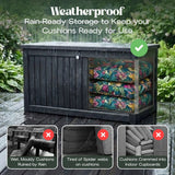 Olsen & Smith 870L Extra Large Outdoor Garden Storage Box – Heavy-Duty Weather-Resistant Wood-Effect Chest with Lock, Gas-Lift Lid & Massive Capacity – Grey