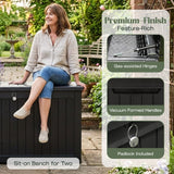 Olsen & Smith 870L Extra Large Outdoor Garden Storage Box – Heavy-Duty Weather-Resistant Wood-Effect Chest with Lock, Gas-Lift Lid & Massive Capacity – Grey