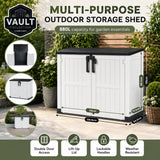 Olsen & Smith 880L Outdoor Storage Shed – Lockable Weatherproof Garden Storage Box with Double Doors & Lift-Up Lid, Plastic Bike Store, Tool, BBQ & Cushion Storage, Recyclable ReNew Build