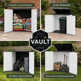 Olsen & Smith 880L Outdoor Storage Shed – Lockable Weatherproof Garden Storage Box with Double Doors & Lift-Up Lid, Plastic Bike Store, Tool, BBQ & Cushion Storage, Recyclable ReNew Build
