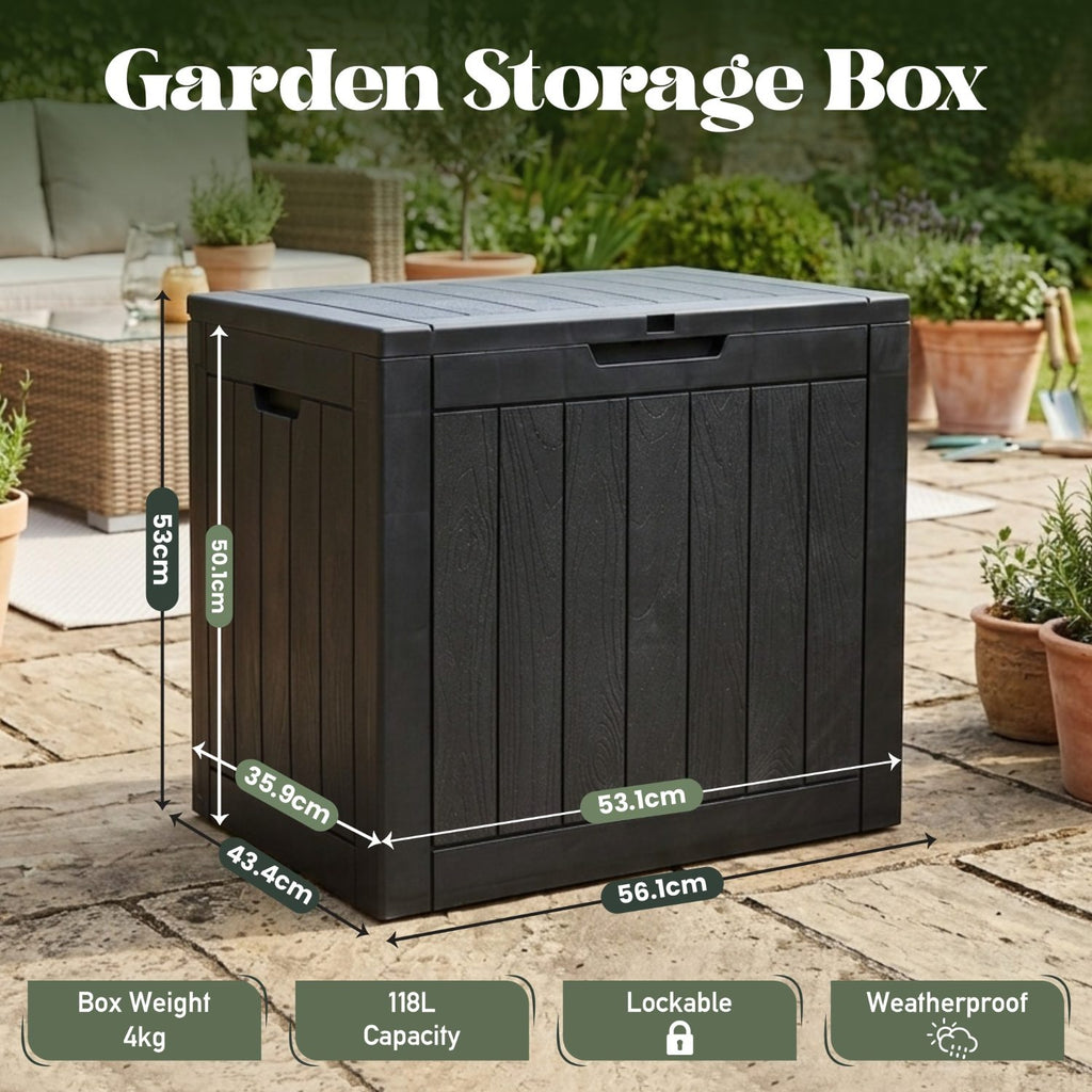 Olsen & Smith 118L Garden Storage Box Weatherproof – Packed Direct UK