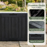 Olsen & Smith 118L Outdoor Garden Storage Box – Lockable Weatherproof Plastic Storage Chest with Wood Effect Finish for Tools, Cushions, Toys & Balcony Storage