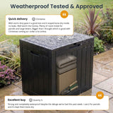 Olsen & Smith 118L Outdoor Garden Storage Box – Lockable Weatherproof Plastic Storage Chest with Wood Effect Finish for Tools, Cushions, Toys & Balcony Storage