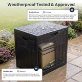 Olsen & Smith Lockable Outdoor Garden Plastic Storage Box Container Chest Lawn Balcony Furniture, Weather Resistant, Wood Panel Effect (126L)