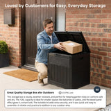 Olsen & Smith Lockable Outdoor Garden Plastic Storage Box Container Chest Lawn Balcony Furniture, Weather Resistant, Wood Panel Effect (126L)