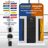 5 Cities (55x35x20cm) Lightweight Cabin Hand Luggage With a Retractable Telescopic Handle, Approved For Ryanair/easyJet/British Airways & more