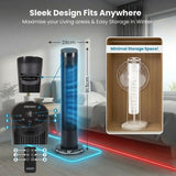 Olsen & Smith 36 Inch 27dB Ultra-Powerful & Silent Tower Fan – Smart Bladeless Design with Remote, 4 Speed Modes, 90° Oscillation, 12H Timer, LED Display – Matte Black