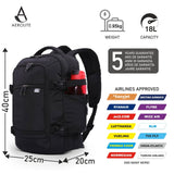 Aerolite (40x20x25cm) 3 in 1 Cabin Luggage Approved Flight Backpack, New and Improved 2024 Ryanair Maximum Size with YKK Zippers, Black - Packed Direct UK